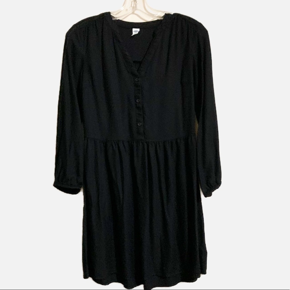 Old Navy Black Long Sleeve Henley Button down Dress. Size XS - Picture 1 of 9